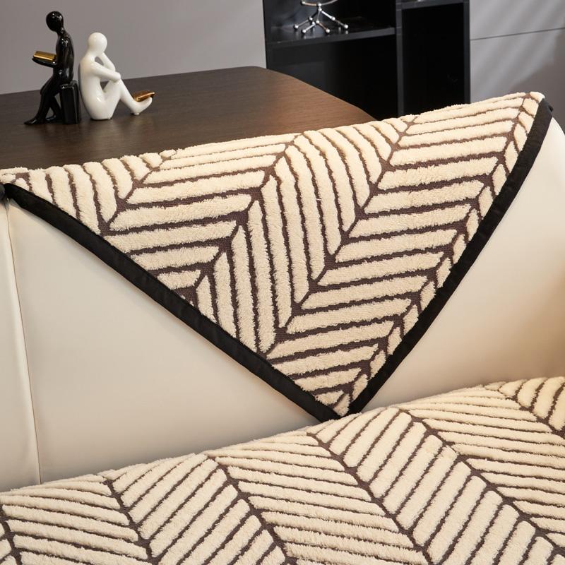 Grube pluszowe pokrowce na sofę, mata zimowa, ciepła, pluszowa, antypoślizgowa, liście, ręcznik żakardowy na sofę do salonu, wystrój domu