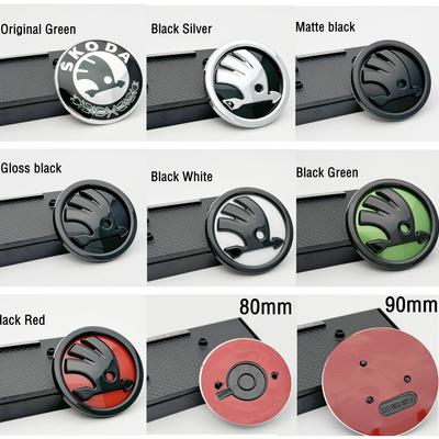ABS 80mm 90mm Auto Anteriore Cofano Posteriore Bagagliaio Modello Classico Per Octavia Superb MK2 Fabia Rapid Roomster Emblema Badge Adesivo