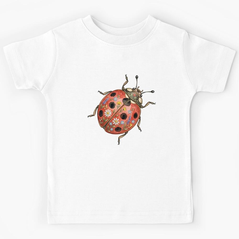 Watercolor Ladybug – Cute Nature Flowers Kids T-Shirt 150