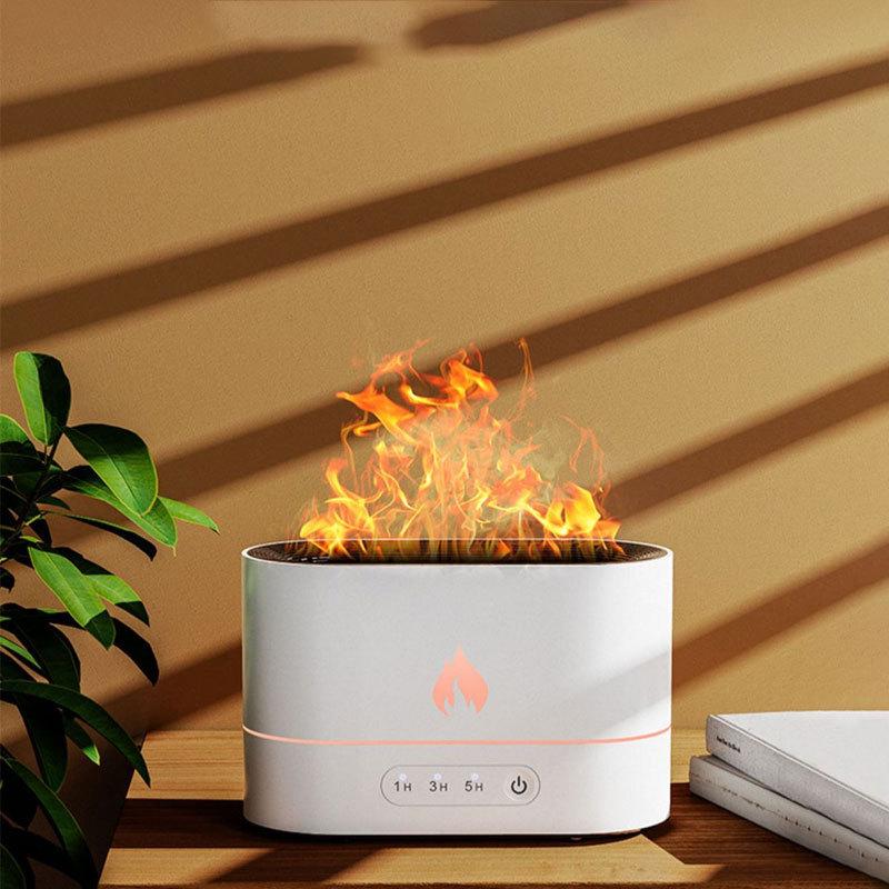 Creative Turret Aroma Diffuser: Realistic Flame Light with Large Spray Humidifier for Home Bedroom