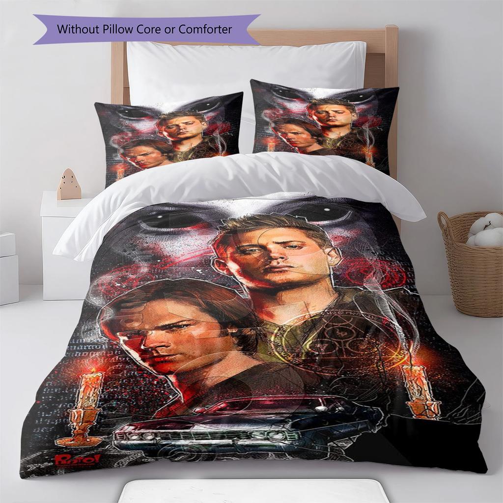 Supernatural Pattern Bedding Set Quilt Cover Pillowcase Home Decor Gift (1 * Duvet Cover + 2 * Pillowcase, Without Core)