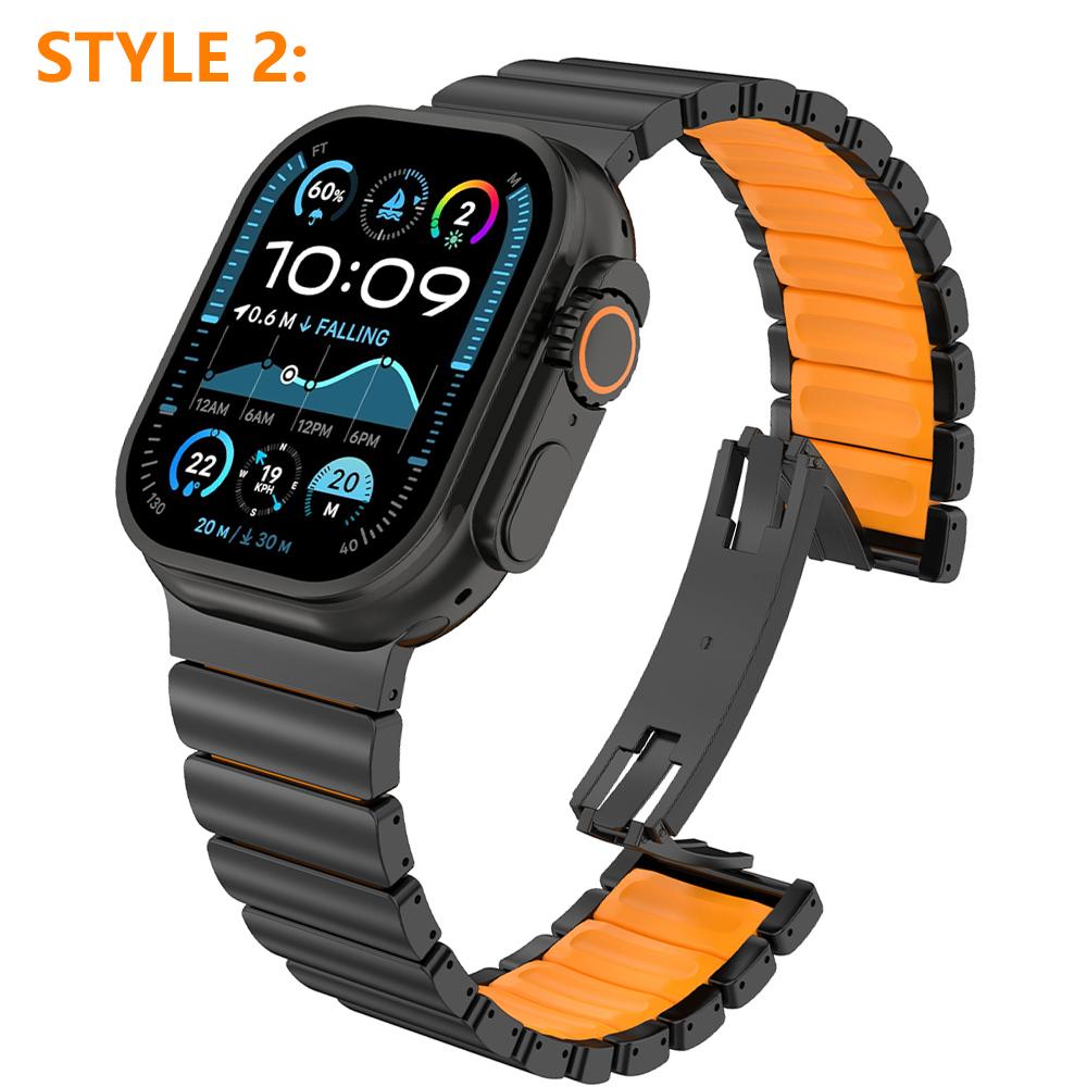 Titanium Fluoroelastomer Rubber Band for Apple Watch Ultra 3 2 49mm Series 11 10 46mm Strap for Iwatch 9 8 7 6 5 SE 3 44mm 45mm