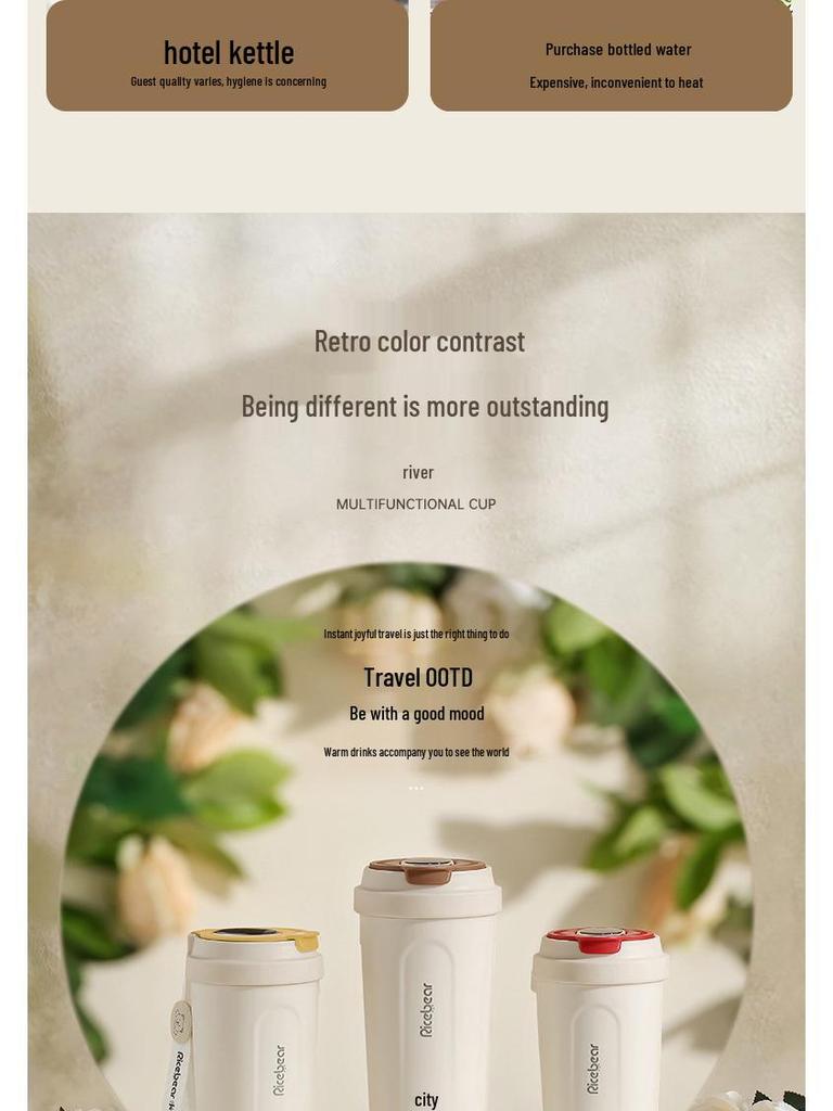 Portable Mini Smart Electric Kettle and Insulated Water Cup with USB Charging for Travel.