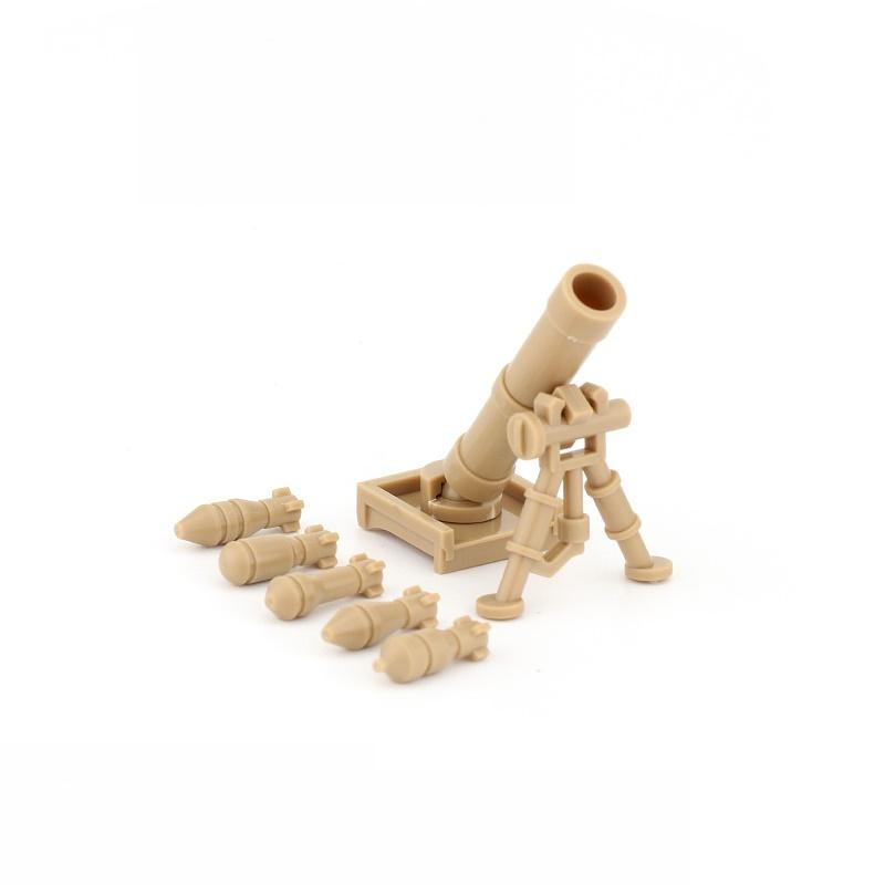 WW2 World War II US Military Weapon M2 Mortar Parts Accessories Minifigures MOC Parts Building Bricks Toys for Children