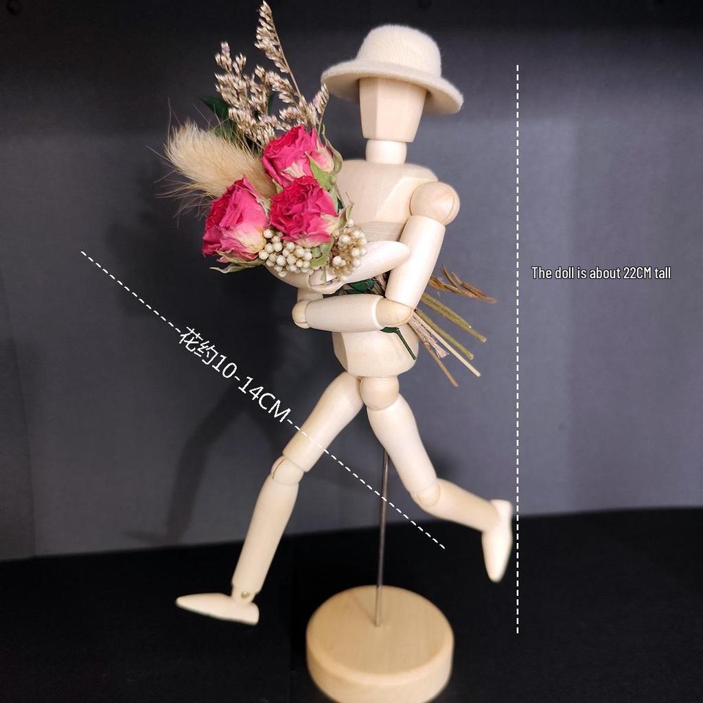 Jointed Wooden Puppet Doll: Handcrafted Human Body Ornament & Decompression Gadget.