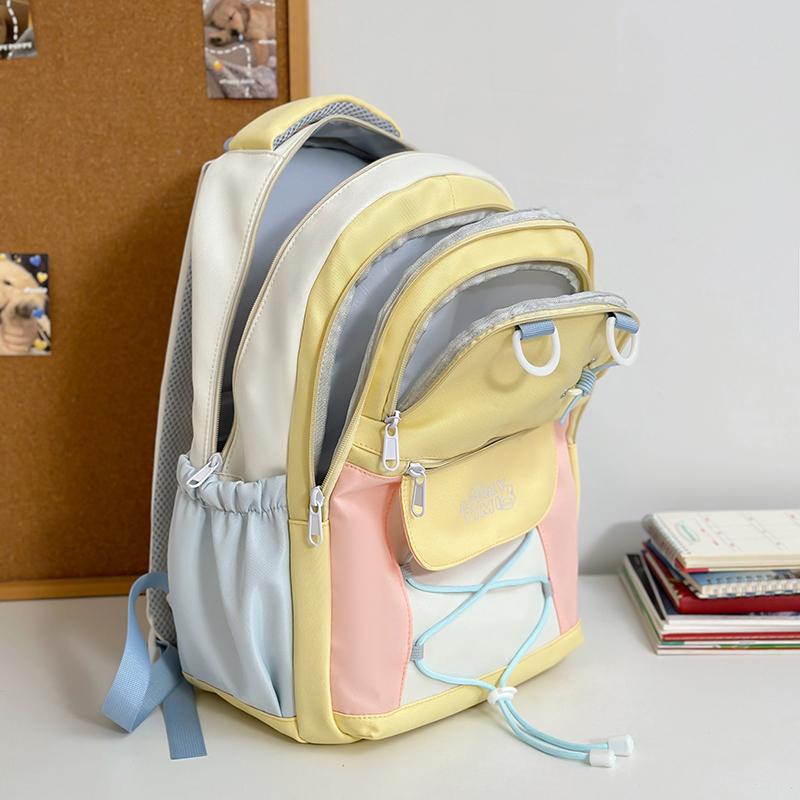 Contrast Color Student Bag Junior High School Student Backpack Women's Travel Lightweight Backpack