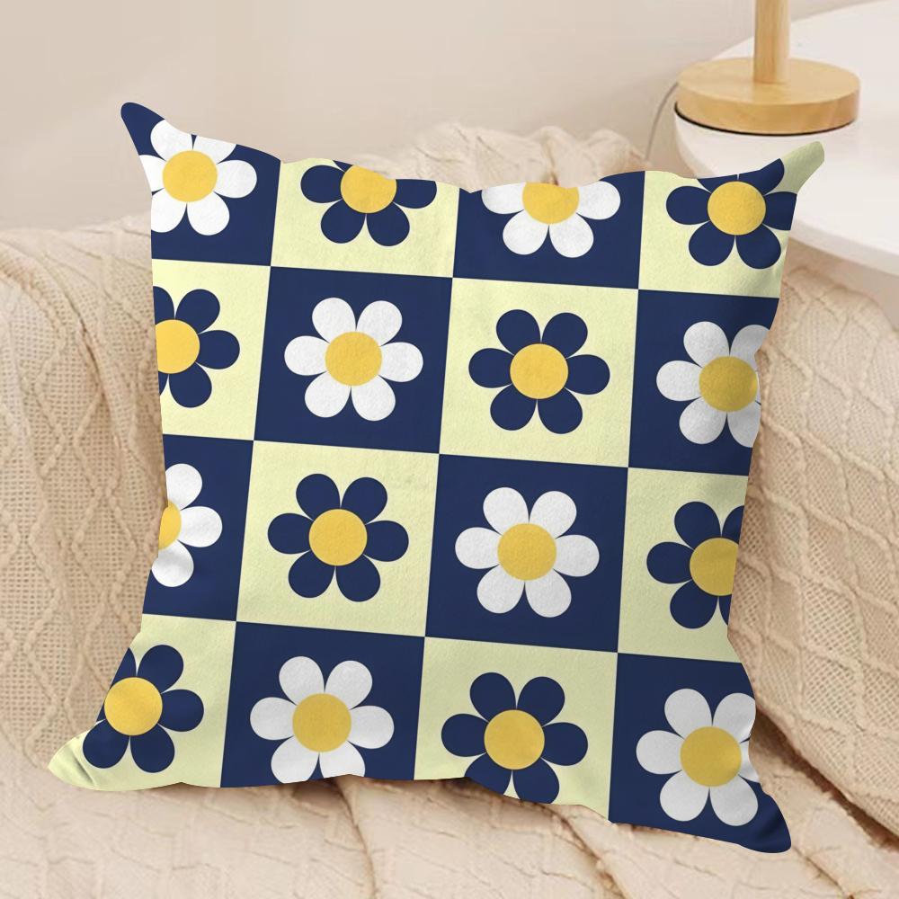 Sweet Retro Geometrical Florals Cushion Cover Short plush Doublesided Print Square Throw Pillow Covers Sofa Home Cushion Decor