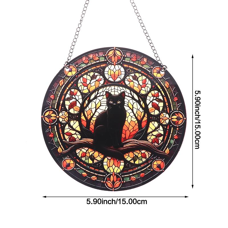 Moonlight Black Cat Pattern Dyed Window Hanging Decoration/Light Catching Cat Shadow Window Decoration/Sun Cat Small Curtain Exc