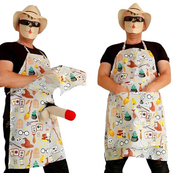 Men Chef Prank Apron with Surprise Apron Fun White Elephant Adjustable Straps Kitchen Gift