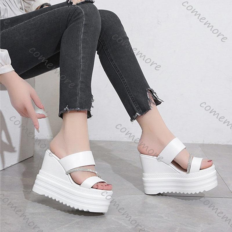 Fashion Comemore Increase Height Thick Bottom Sandals Fashion Wedges 10cm Super High Heel Women Shoes Casual Fish Mouth Sandal Slippers
