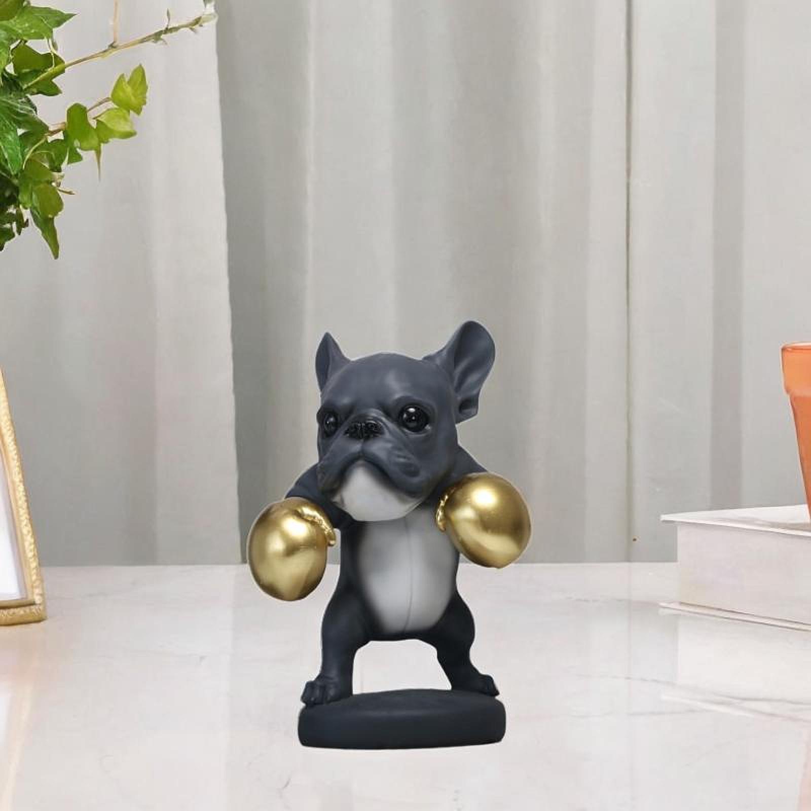 

Fitness Dog Statue Decorative Animal Sculpture for Bedroom Shelf Living Room