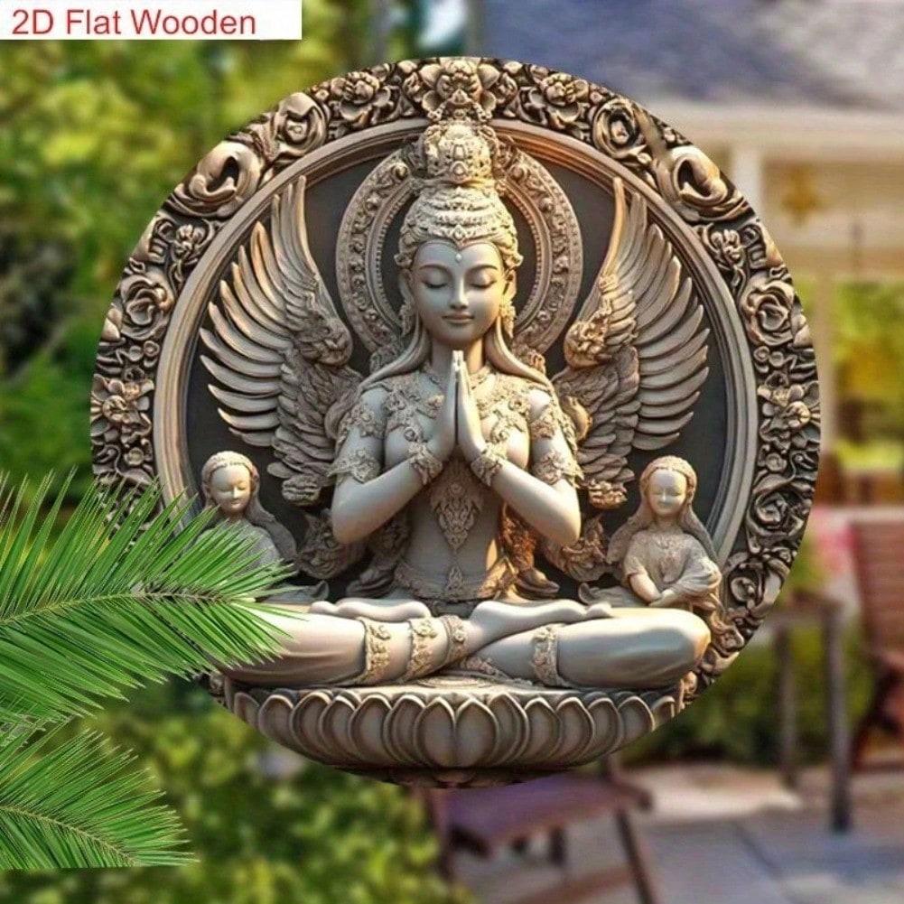 

Buddha Metal Wall Art Hand Carved 2D Flat Sign Home Office Decor 20x20 різнокольоровий