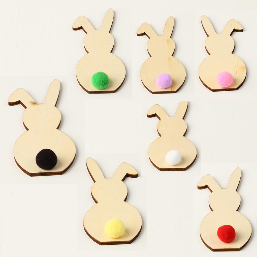 Pack of 5 Rabbit Wood Slices Easter Decorations ple Style Scrapbooking Crafts Birthday Accessories DIY Kits for Adults