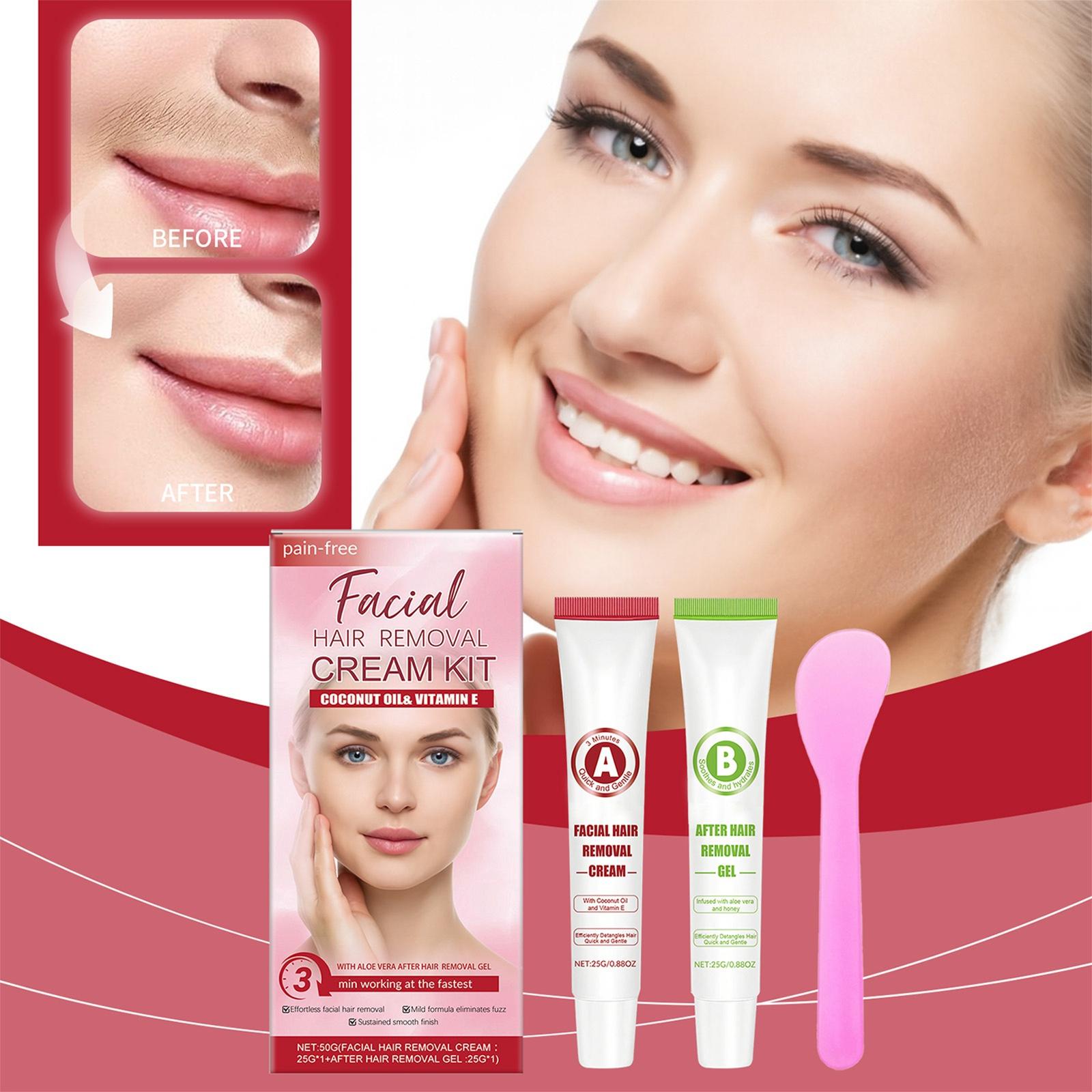 

Facial Hair Removal Set, Facial Care, Hair Removal, Special Facial Hair Removal Cream, Lip Hair Removal, Gentle Facial Cleansing. One Size білий