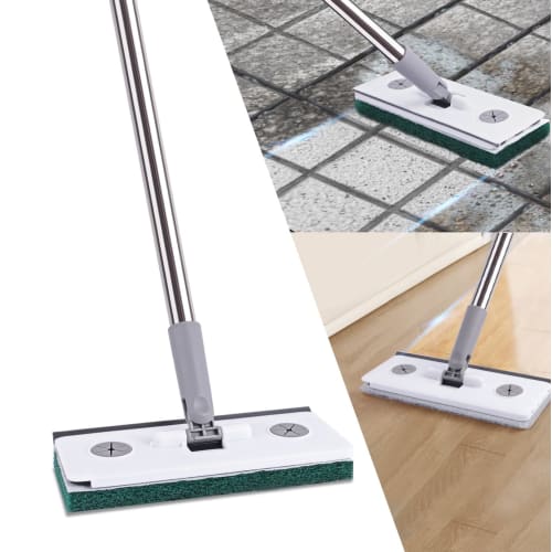 TeLIfe Entryway Tile Brush, Entryway Tile Brush, Floor Wiper, 4-in-1 Unit, Deck Brush, Squeegee Included, Bathroom Brush, Floor Cleaning Brush, 4 Spar
