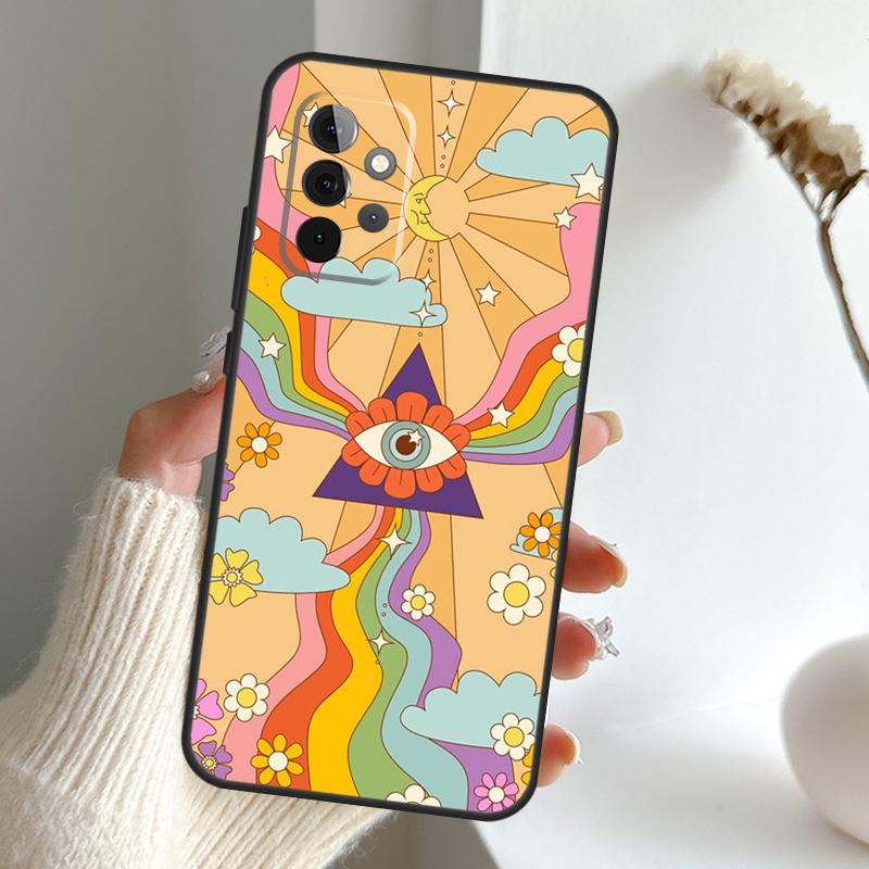 retro Groovy hippie boho rainbow Case For Samsung Galaxy A34 A54 A14 A15 A35 A55 A16 A26 A36 A56 A52 A12 A32 A13 A33 A53 A17