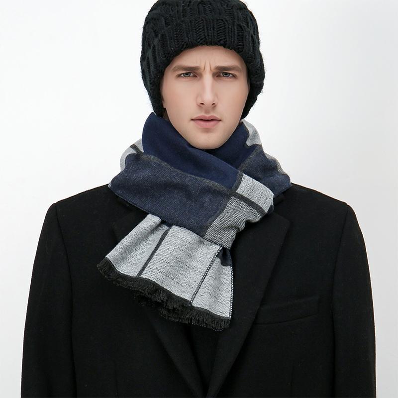 

Luxury Winter Man Scarf Plaid Shawl Warm Autumn Cashmere Handkerchief Soft Outdoor Muffler Bufanda Solid Man Scarf