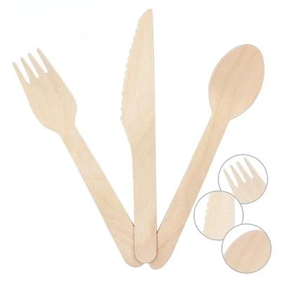 Biologisch abbaubares Einwegmesser, Gabel, Birkenholz, biologisch abbaubares Einweg-Dessert für den westlichen Stil, Eismesser, Gabel, Löffel