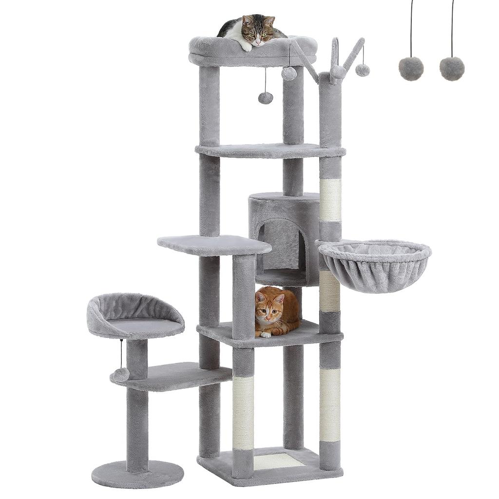 PETEPELA Cat Tower Cactus for Multiple for Large Scratching Cat Cat Scratching Sisal Pompom Height Gray Slim, Cats, Cats, Stationary, Stylish, Post,