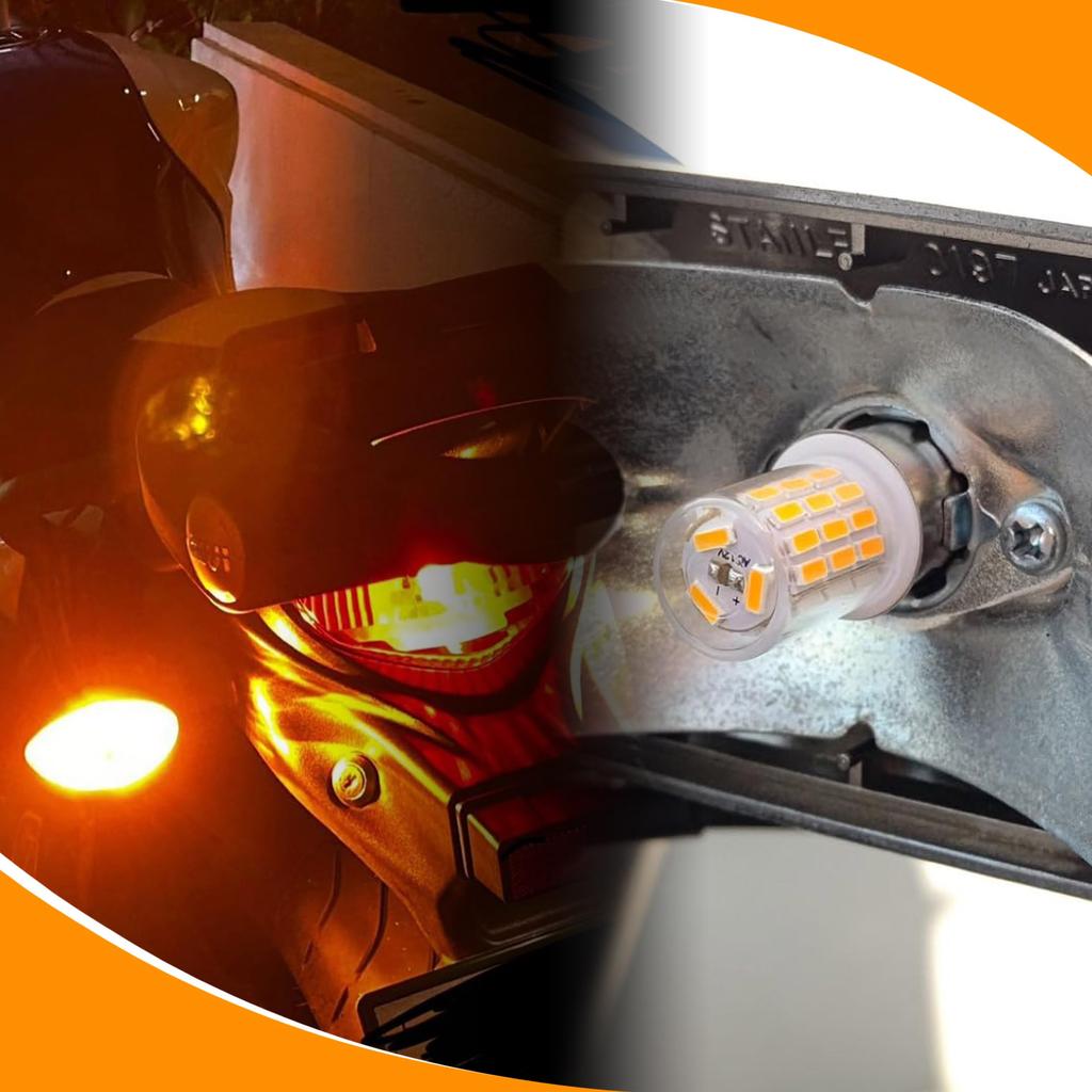 S25 LED Turn Signal 150 Super Vehicle Inspection Pack of 2 Bulbs, Degrees, BAU15S, PY21W, Orange, AC/DC 12V-24V, Car/Motorcycle, Amber, Bright,
