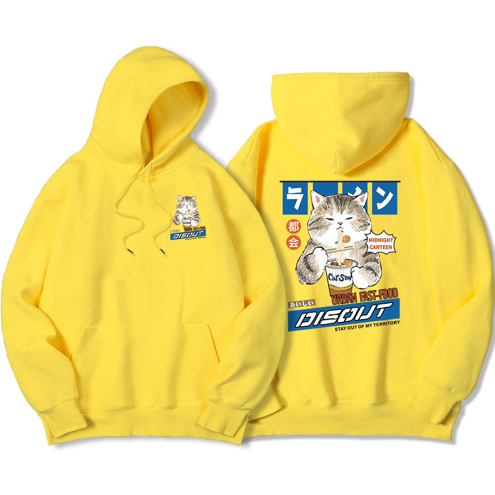 Japanese Harajuku Noodle And Sushi Cat Male Hoody Harajuku Sweatshirt Fashion Warmhooded Autumn Warm Oversize Streetwear
