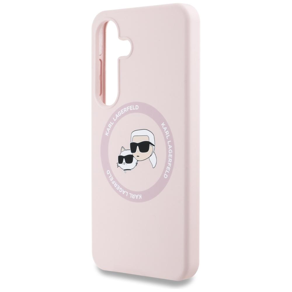 Karl Lagerfeld Silicone Double Heads And Circle Magsafe Case For Samsung Galaxy S25+ Pink