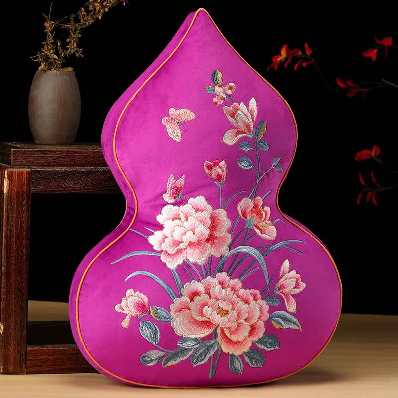 40x55x8cm Chinese Style Cushion Pillow Gourd Shape Flower Pattern Pillow Retro Cushion Art House Office Sofa Chair Decorate 40x55x8cm 10080₽