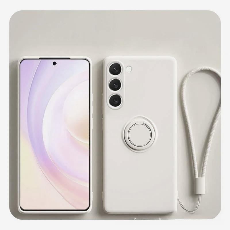 Liquid Silicone Phone Cases For Samsung A56 A16 A36 A26 A55 A15 A35 A54 A34 A14 A53 A52S Magnetic Ring Holder Cover With Lanyard