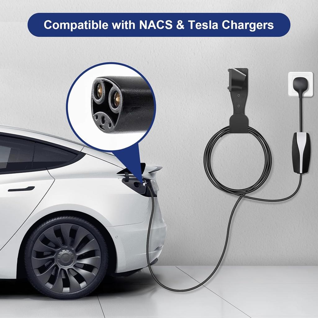 For Tesla Charger Holder Wall-Aligned Mount Space-Saving, NACS Charger Cable Holder Organizer For Tesla Model 3/Y/X/S & NACS Chargers