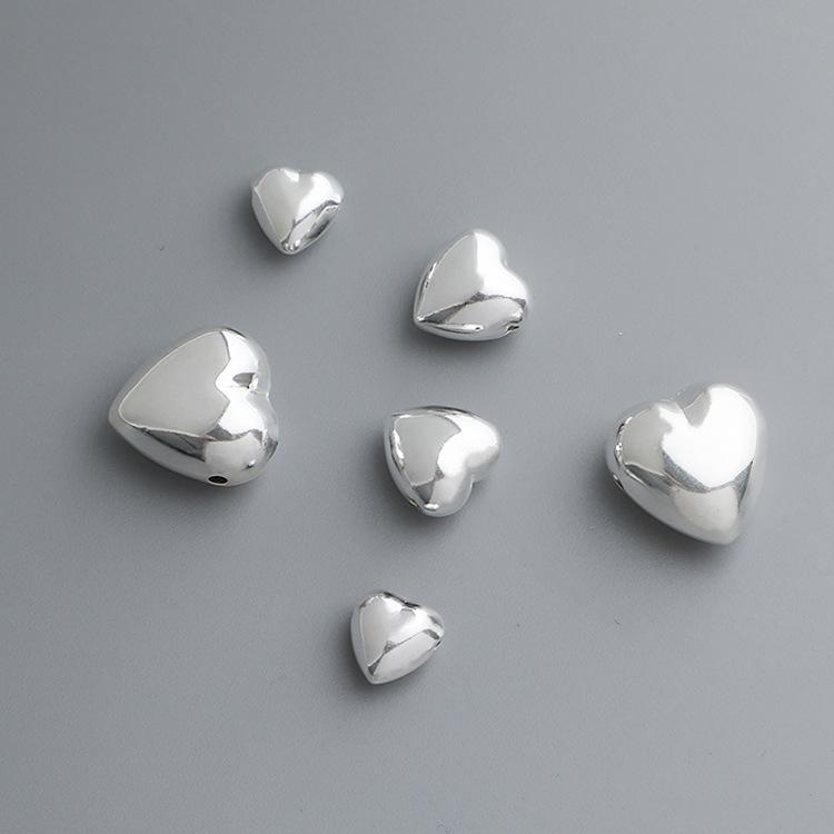 S925 Sterling Silver Heart Spacer Beads for DIY Bracelets & Necklaces