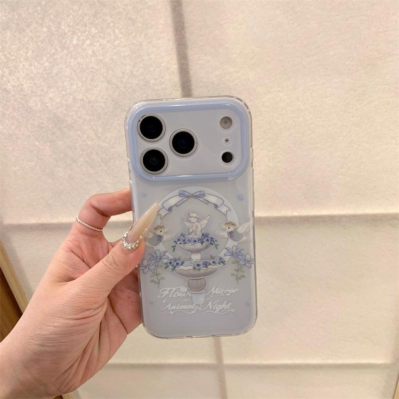 French Cupid Cherub Magnetic Phone Case for iPhone 14/15/16 Pro Max/17