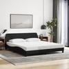 VidaXL Bed Frames with Headboard, Upholstered Bed with Slatted Base, Double Bed with Bedroom Footboard, Black 373207
