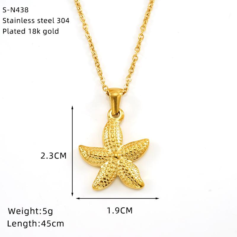 Simple Love Key Necklace Female Shell Starfish Necklace Trend Titanium Steel Collarbone Chain