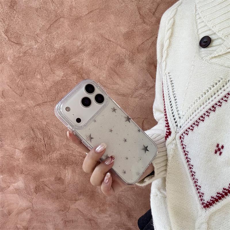 New 2026 Glitter Gilded Star Phone Case For iPhone 17 Pro 16 15 14 17 Pro Max with Transparent Shockproof Cover 17promax