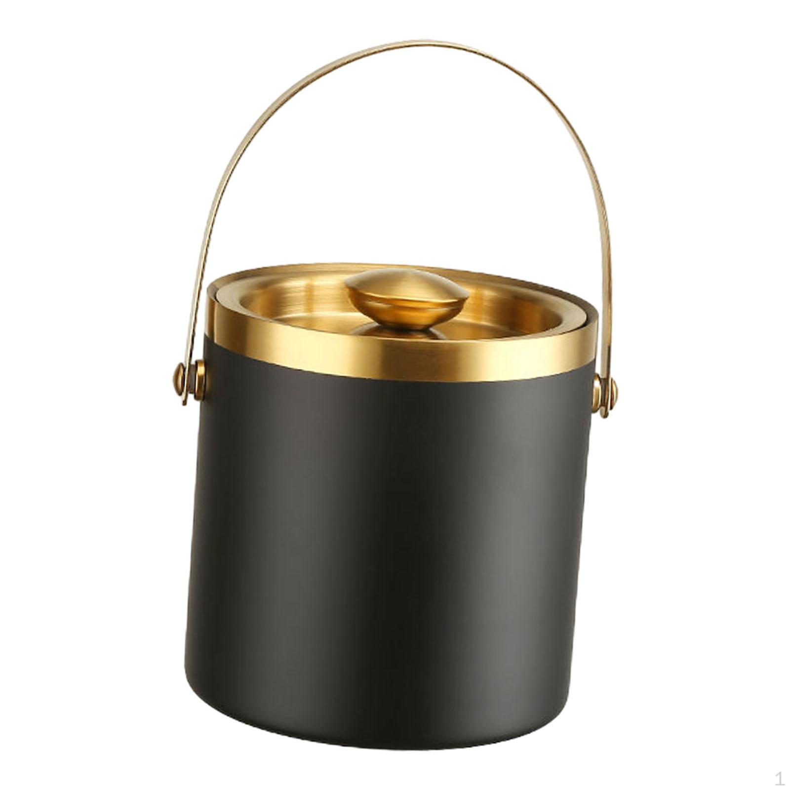 

Элегантное ведерко для льда из нержавеющей стали с удобной ручкой 3L Black