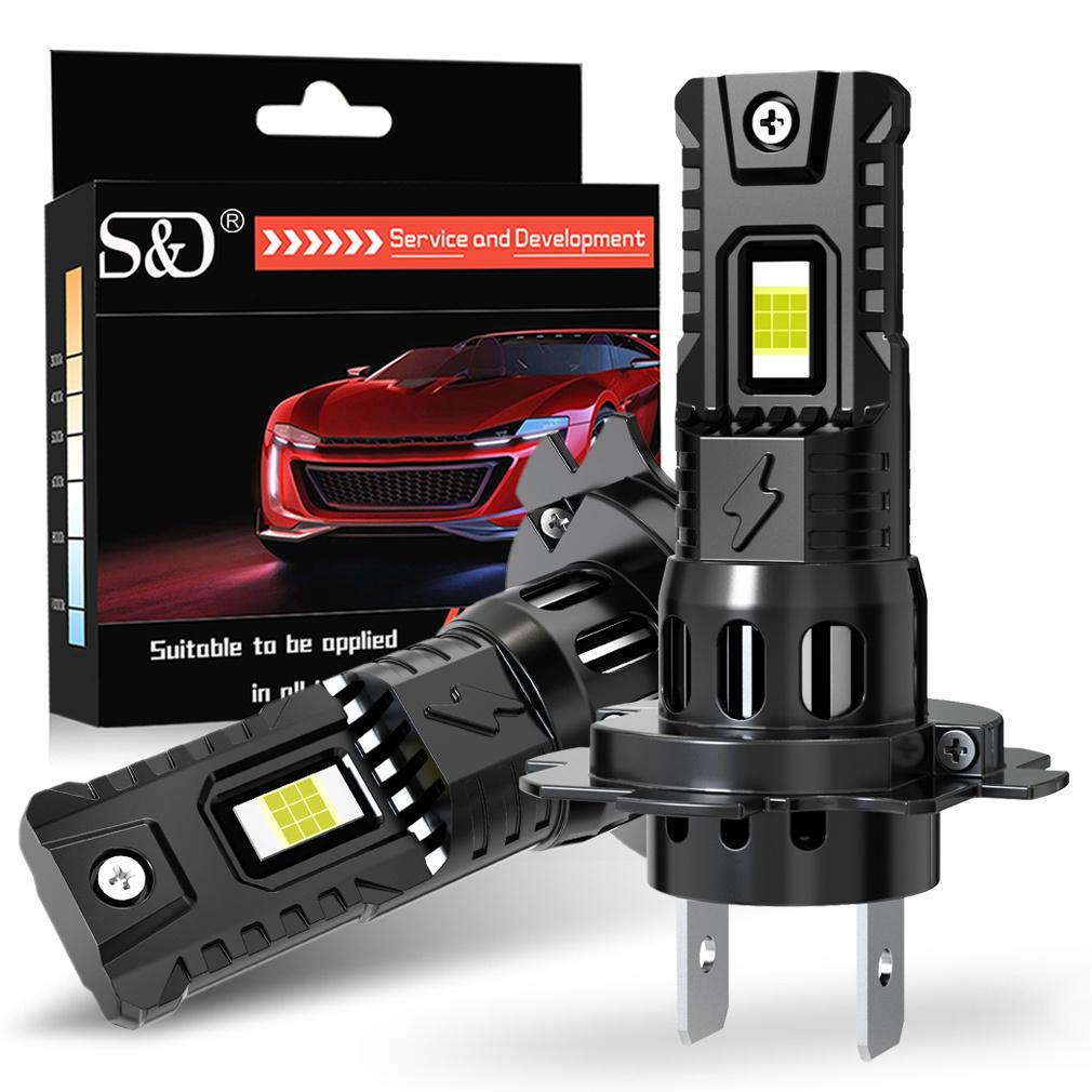 2Pcs 20000LM H4 H7 LED Headlight Bulbs Canbus H11 H8 9005 HB3 9006 HB4 18Core CSP LED Fanless Headlamp Fog Lights Auto Lamp Plug&Play 6500K White 12V