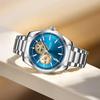 Gold Automatic Mechanical Watch for Men Luxury Skeleton Stainless Steel Waterproof Luminous Business Dress Wristwatch