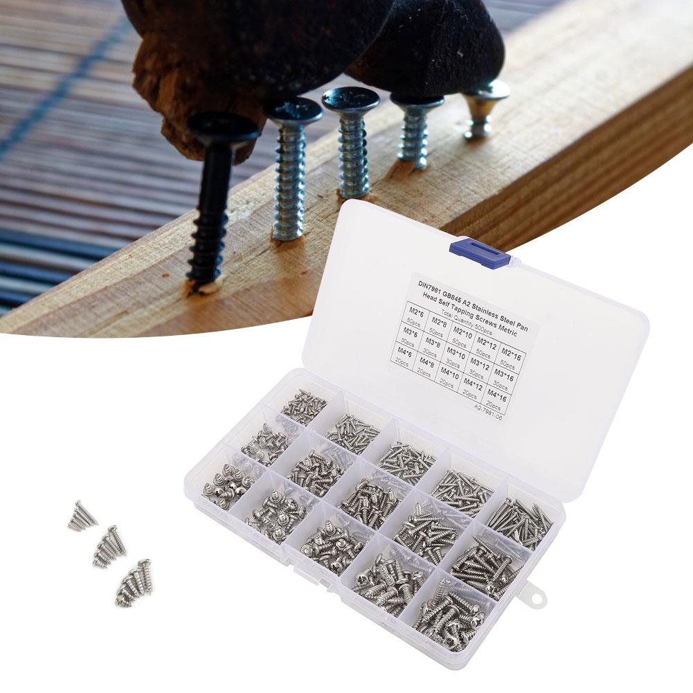 500pcs M2 M3 M4 Assorted Screw Set Stainless Steel Corrosion Resistant Screw Kit