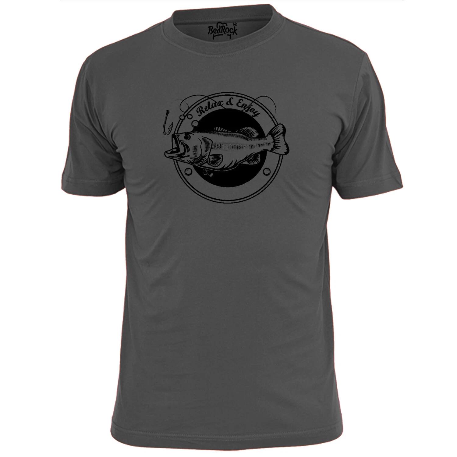 Mens Relax And Enjoy Fishing T shirt Angling Fish River Rod M