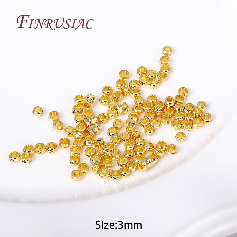 3mm 4mm 18K Gold Plated Round Diagonal-Cut Beads Brass Flat Round Spacer Beads For Bracelet Necklace DIY Beading Jewelry Making