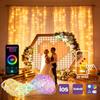 400LEDs Smart Curtain Lights, Bluetooth App RGB Fairy String Lights, DIY Music Sync LED Lights for Window Bedroom Decoration