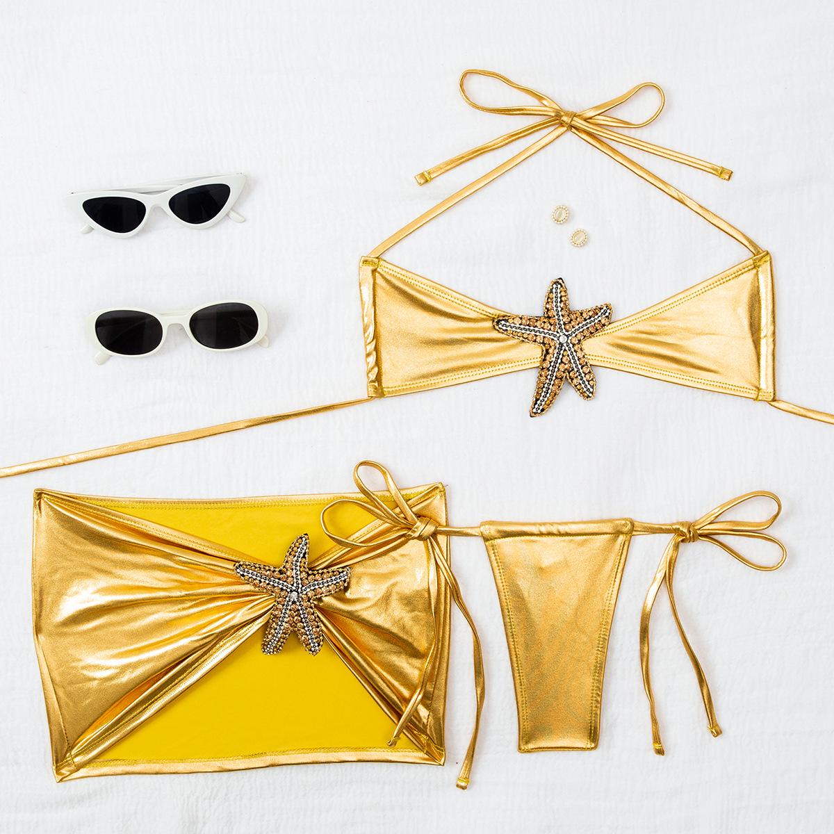 

Starfish Decor Low Neck Three-Piece High-End Swimsuit - Summer Women s New Style Small