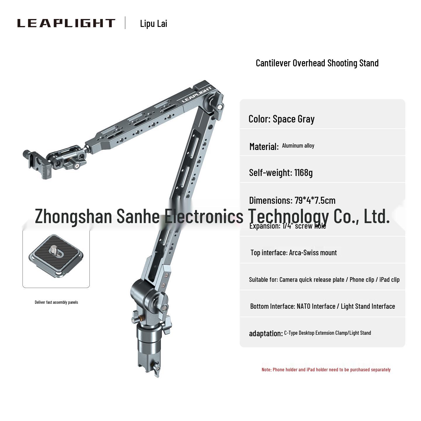

Leaplight 360° Rotating Metal Stand for Phones, Tablets, and Cameras