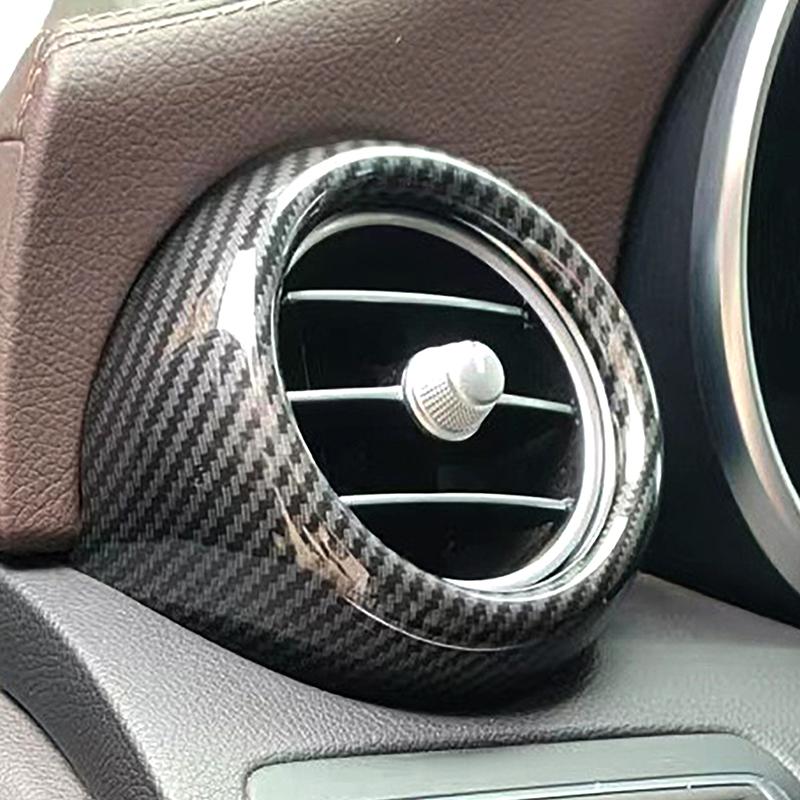 Carbon Fiber Pattern Car Accessories Dashboard Side Air Condition Outlet Circle Frame Stickers For Mercedes Benz GLC -