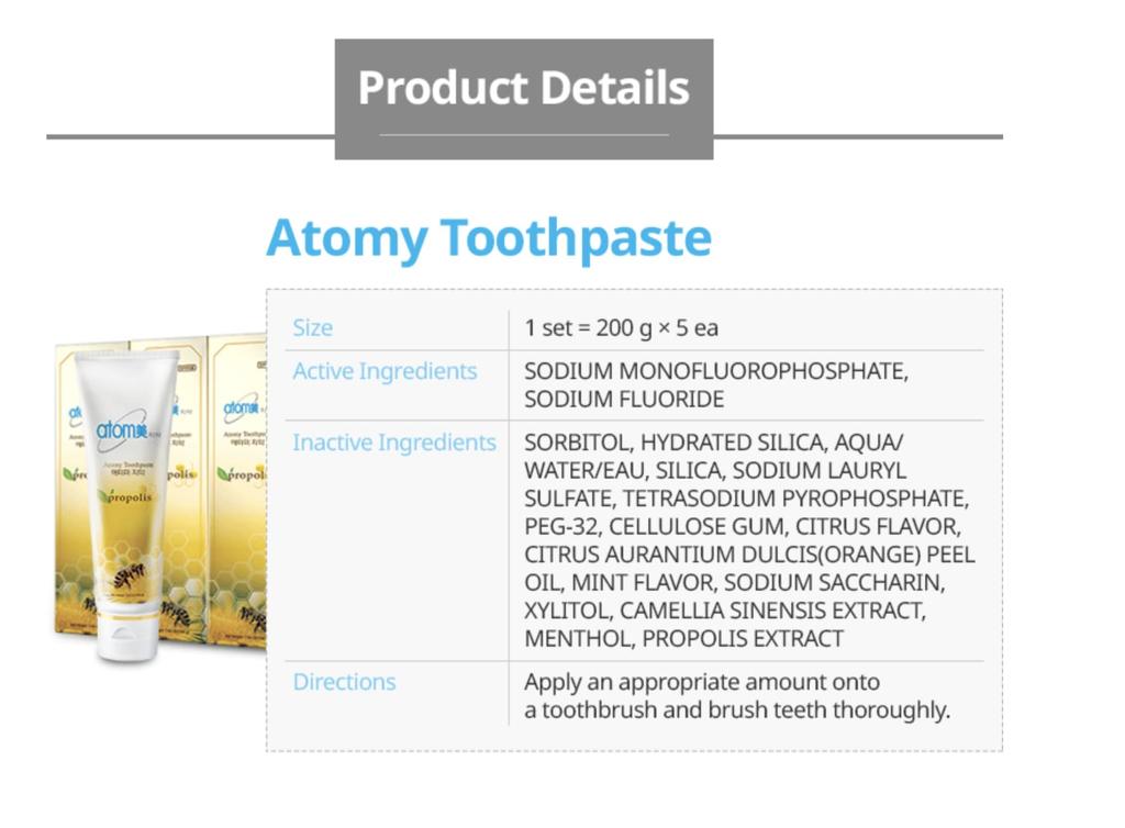 Atom Beauty Atomy Toothpaste Set of 5
