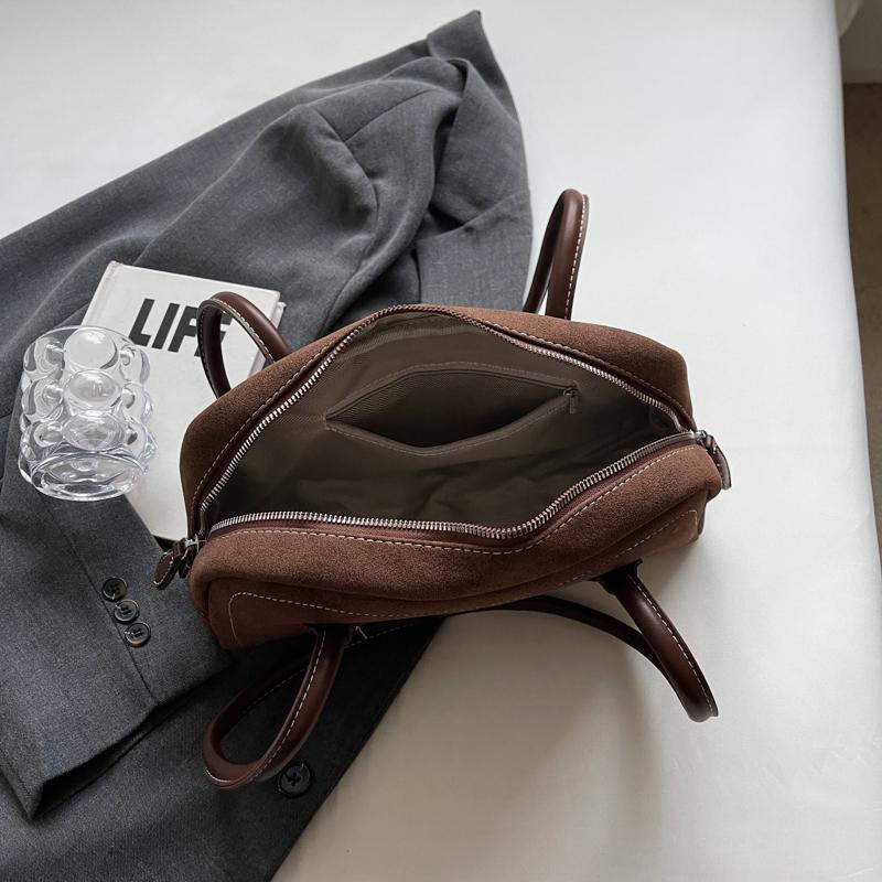Faux Suede Shoulder Bag For Women Multi Pocket Underarm Bag Faux Suede Solid Color Handbag Zipper Satchel Bag For Work Shopping