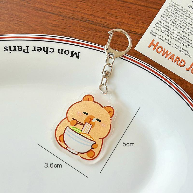 Niedliche Cartoon-Acryl-Capybara-Schlüsselanhänger, Geschenke, Spielzeug-Anhänger, Kapibala-Schlüsselanhänger, Schlüssel-Zubehör, lustige Autoschlüssel