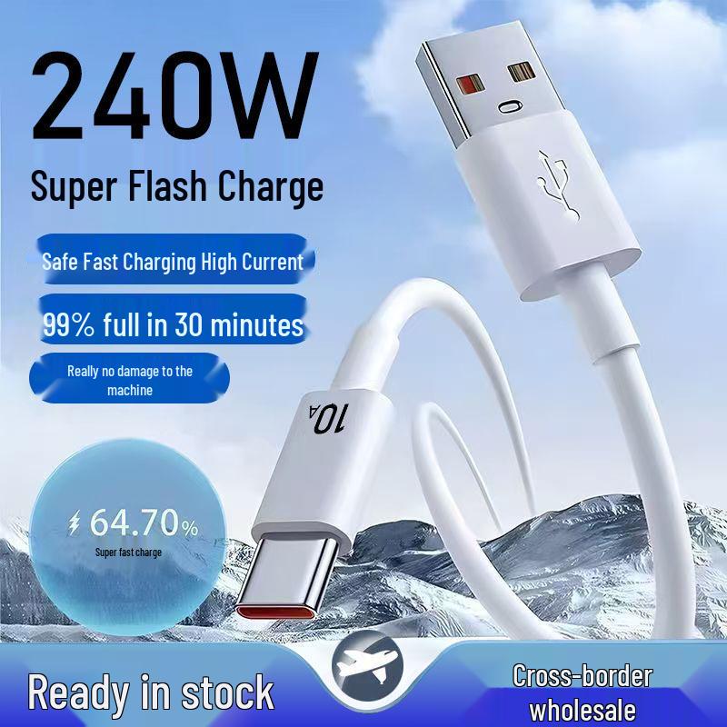 240W 10A Super Fast Charging Type-C Cable for Huawei, Honor, OPPO, Xiaomi Phones