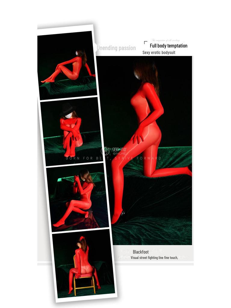 912 Jehla Lesklý Koňský Olej 8D Tenká Těsná Kombinéza s Pěti Prsty se Sexy Otevřeným Rozkrokem Celotělové Punčochy pro Ženy