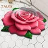 Plush Floral Floor Mat Absorbent Diatomaceous Earth Floor Rug Non-Slip 3D Visual Flower Pattern Rug for Bedroom Entrance Kitchen